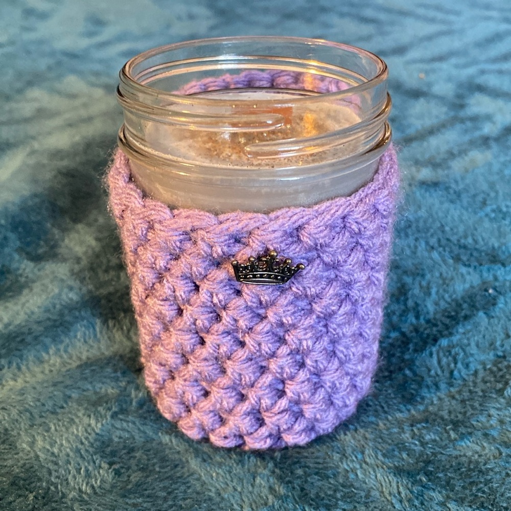 Handmade Purple Knit Candle Cozy (candle not included)